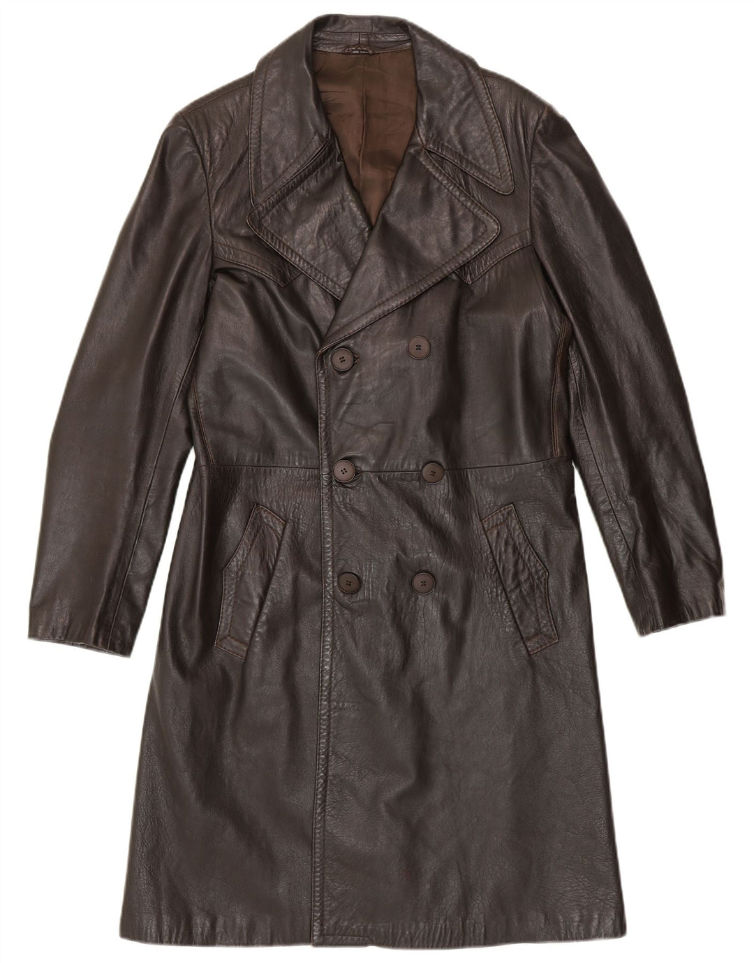 Мужское кожаное пальто VINTAGE IT 50 большое коричневое кожаное