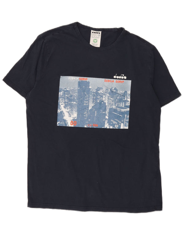 Мужская футболка Diadora с рисунком, топ XL, темно-синий, хлопок