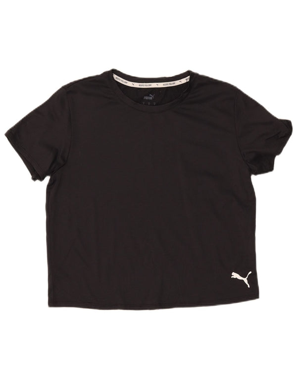 PUMA Womens Crop T-Shirt Top UK 14 Medium Black