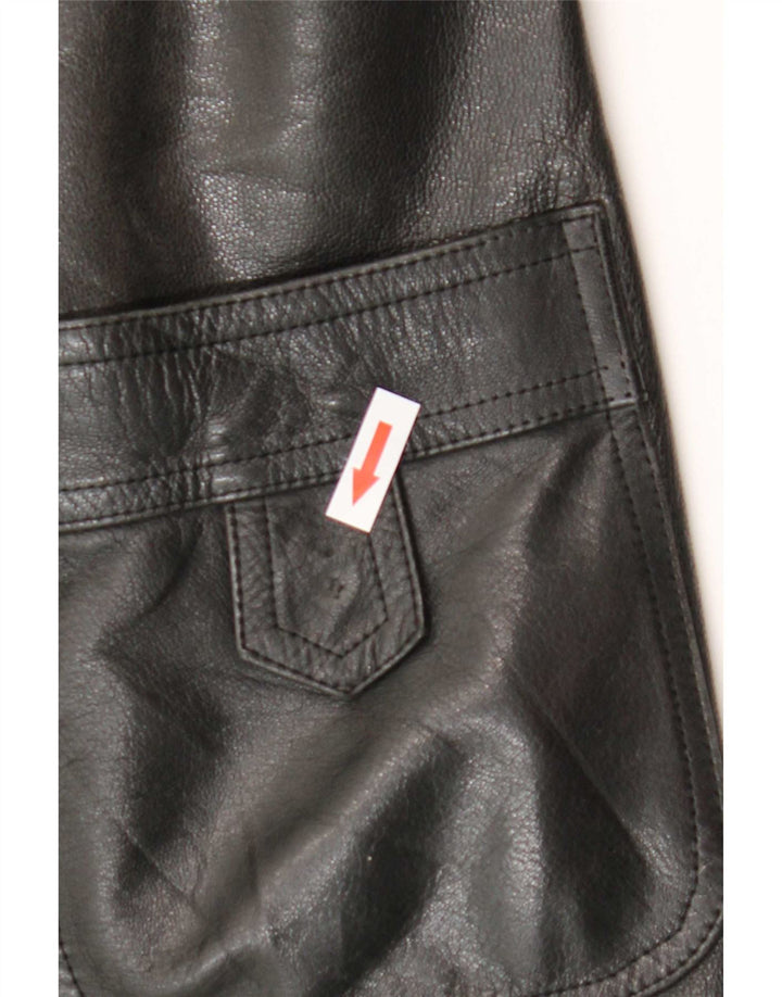 Винтажное женское кожаное пальто IT 52 2XL Черное