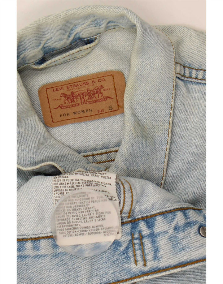 Женская укороченная джинсовая куртка Levi's UK 10, маленькая, синяя, хлопок