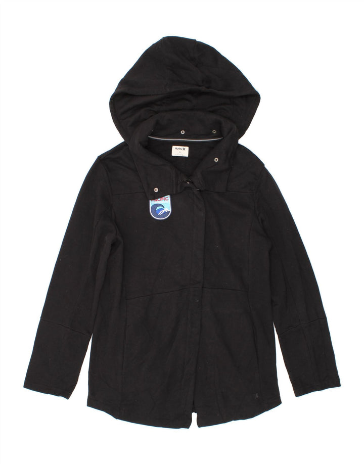 HURLEY Womens Hooded Tracksuit Top Jacket UK 16 Large Black Vintage Hurley and Second-Hand Hurley from Messina Hembry 