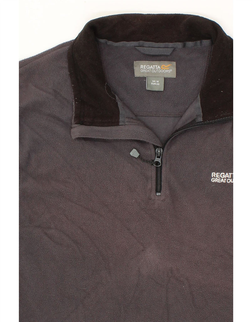REGATTA Mens Zip Neck Fleece Jumper Medium Grey Polyester Vintage Regatta and Second-Hand Regatta from Messina Hembry 