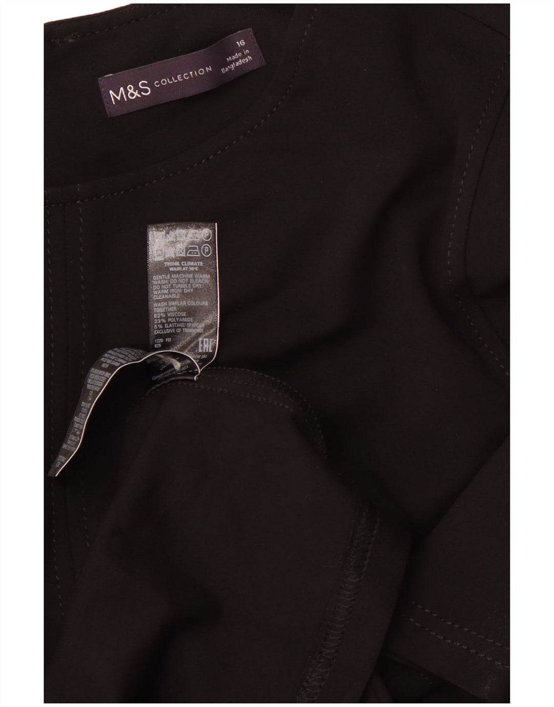 Женское платье А-силуэта с длинными рукавами MARKS & SPENCER UK 16, большое черное вискоза