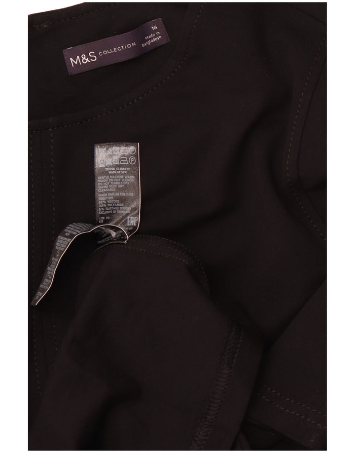 Женское платье А-силуэта с длинными рукавами MARKS & SPENCER UK 16, большое черное вискоза