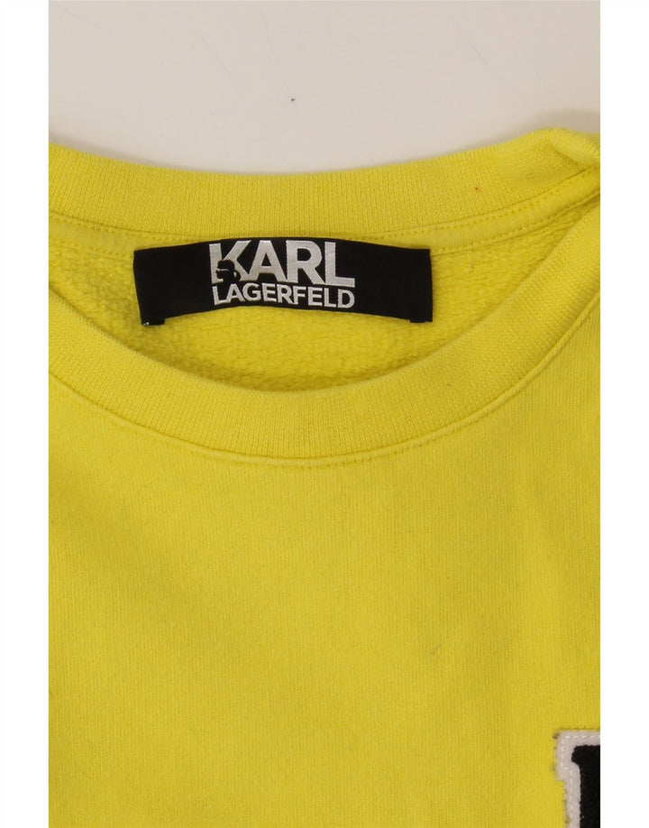 KARL LAGERFELD Womens Sweatshirt Jumper UK 14 Medium Yellow Cotton Vintage Karl Lagerfeld and Second-Hand Karl Lagerfeld from Messina Hembry 