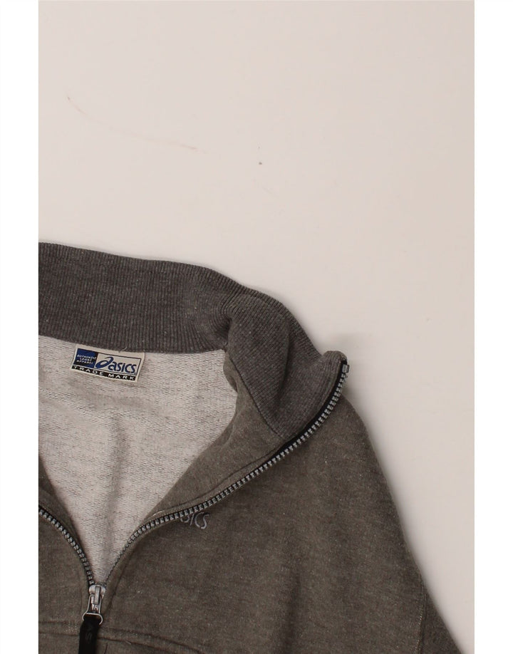 ASICS Boys Zip Neck Sweatshirt Jumper 12-13 Years Grey Cotton Vintage Asics and Second-Hand Asics from Messina Hembry 