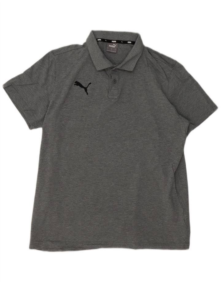 PUMA Mens Polo Shirt Large Grey Cotton