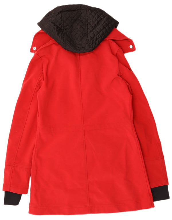 Женская дождевик с капюшоном Nautica UK 6 XS, красный полиэстер с цветными блоками