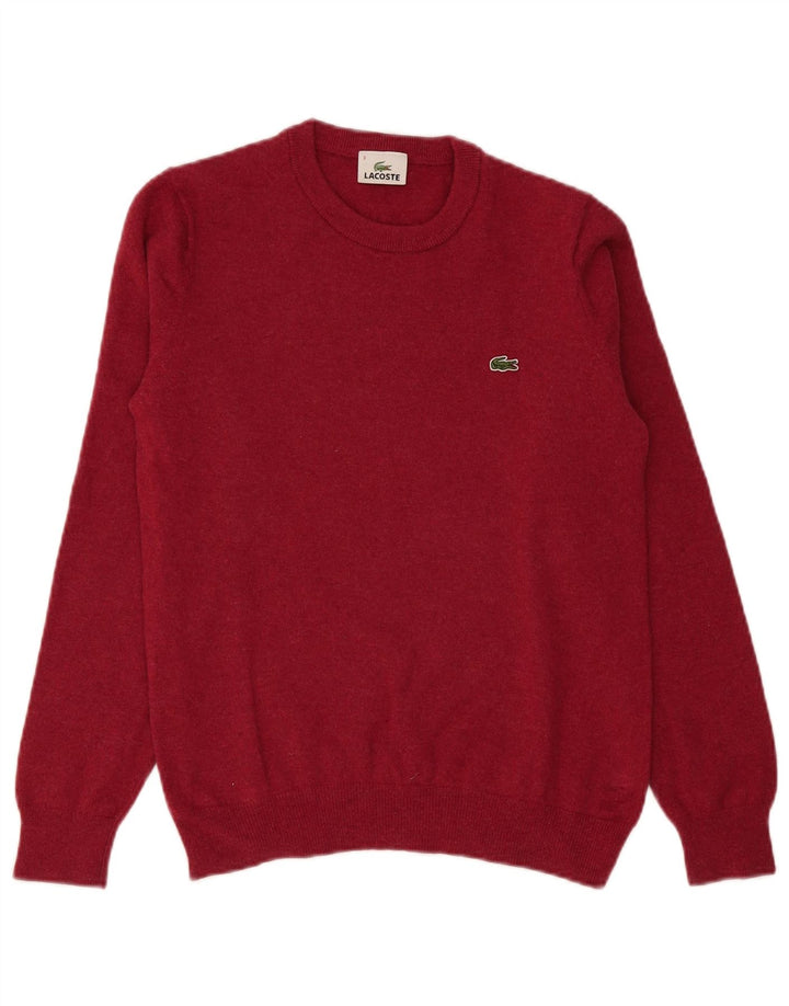 Мужской свитер Lacoste с круглым вырезом, размер 3, маленький розовый из натуральной шерсти