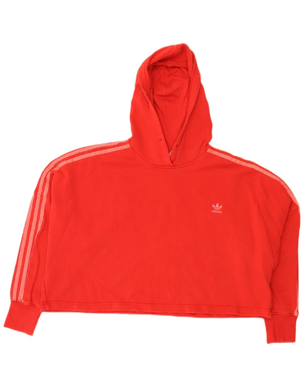 Женский укороченный джемпер с капюшоном Adidas Oversized UK 14, средний красный хлопок