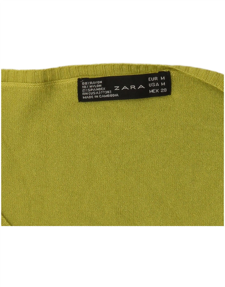 Женский джемпер с v-образным вырезом Zara UK 12, средний зеленый вискоза