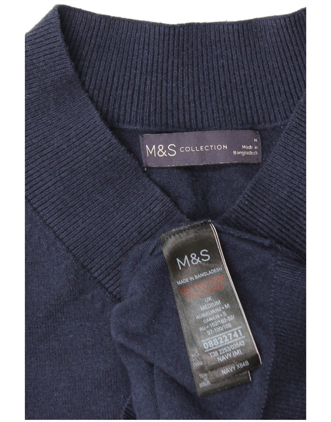 Женский джемпер с v-образным вырезом Marks & Spencer UK 14, средний темно-синий, вискоза