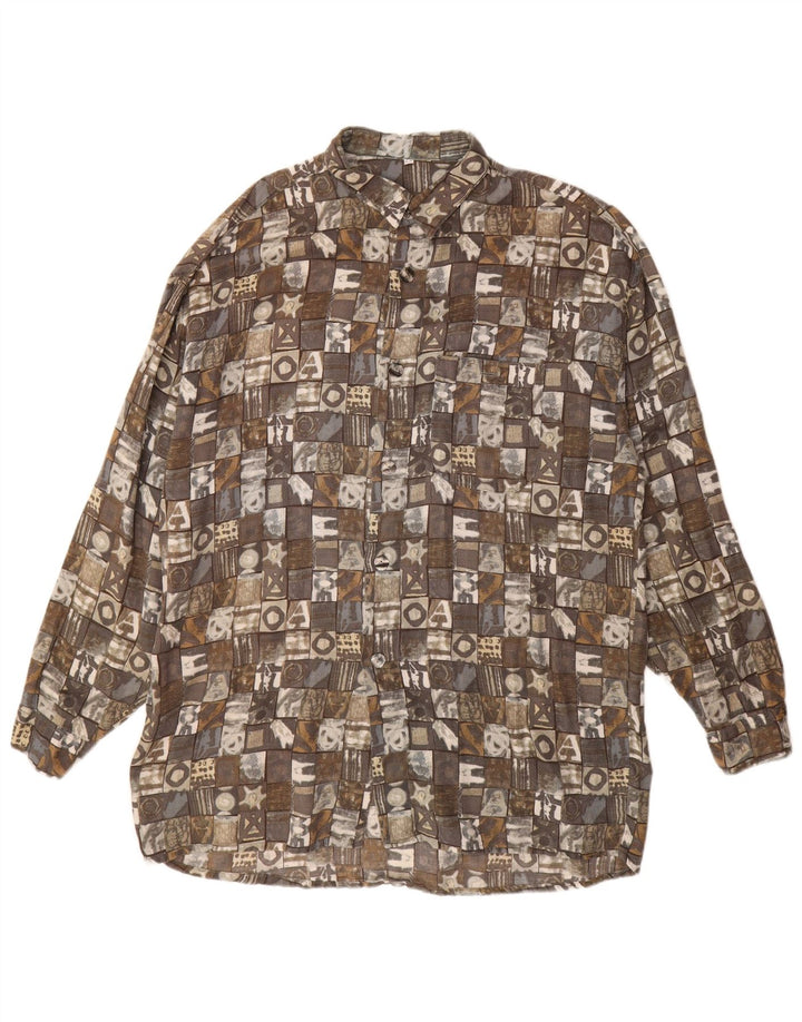 SIGNUM Мужская длинная рубашка, большая серая пэчворк