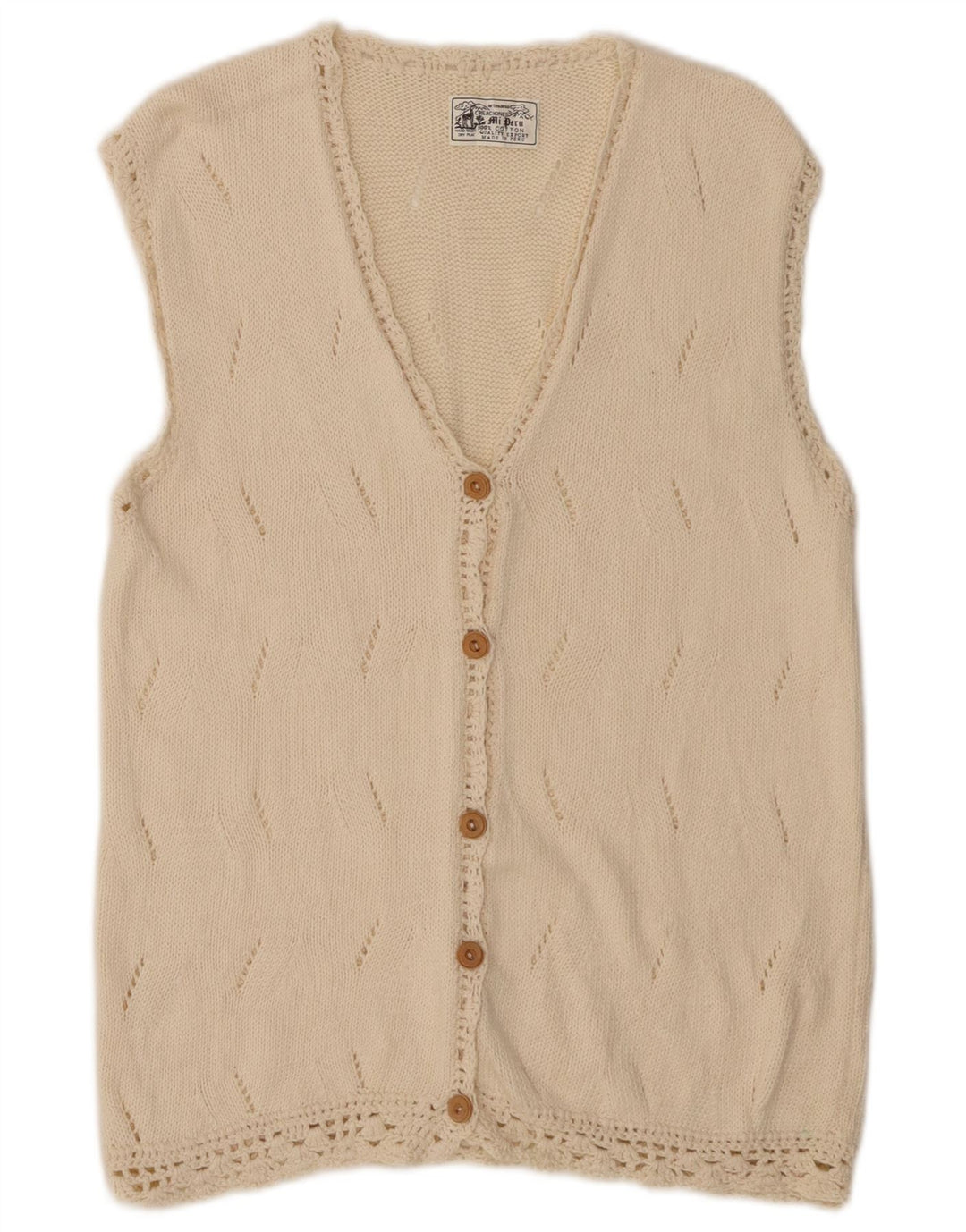 ARTESANIA Женский кардиган без рукавов UK 12, средний цвет, белый хлопок