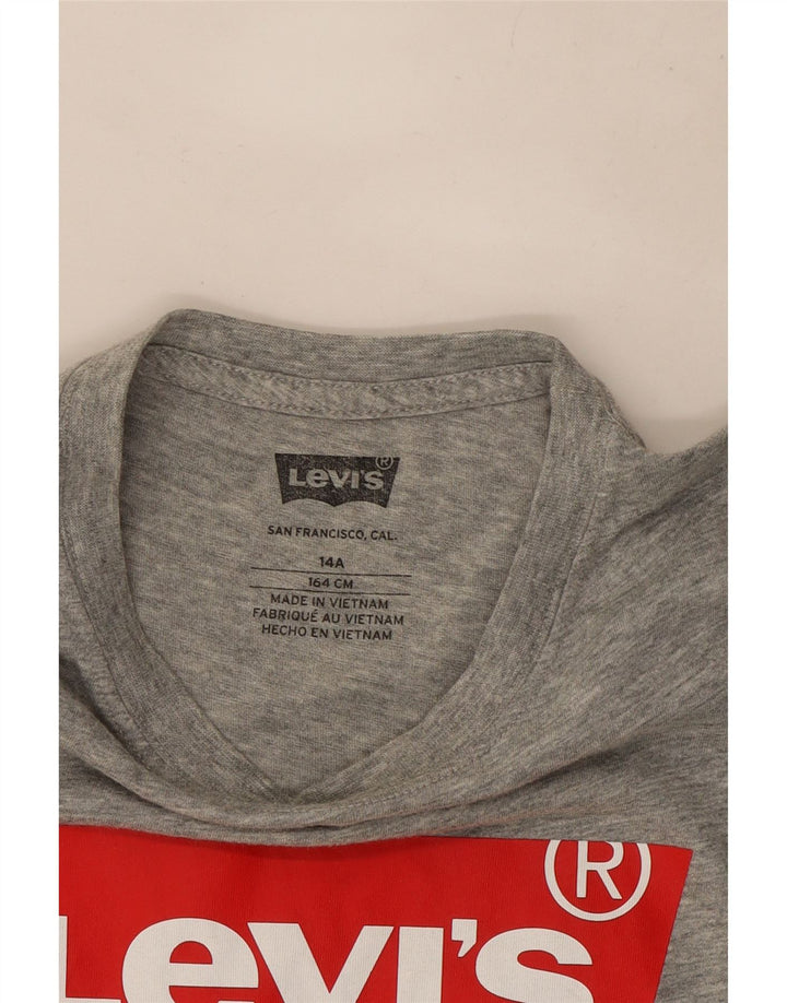 Футболка с рисунком Levi's для мальчиков 13–14 лет, серая в крапинку
