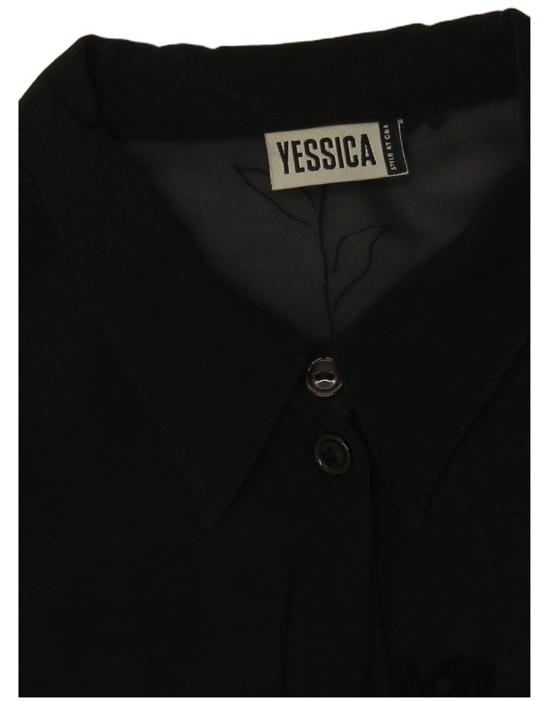 Женская прозрачная блузка-рубашка Yessica UK 16, большая черная с цветочным принтом