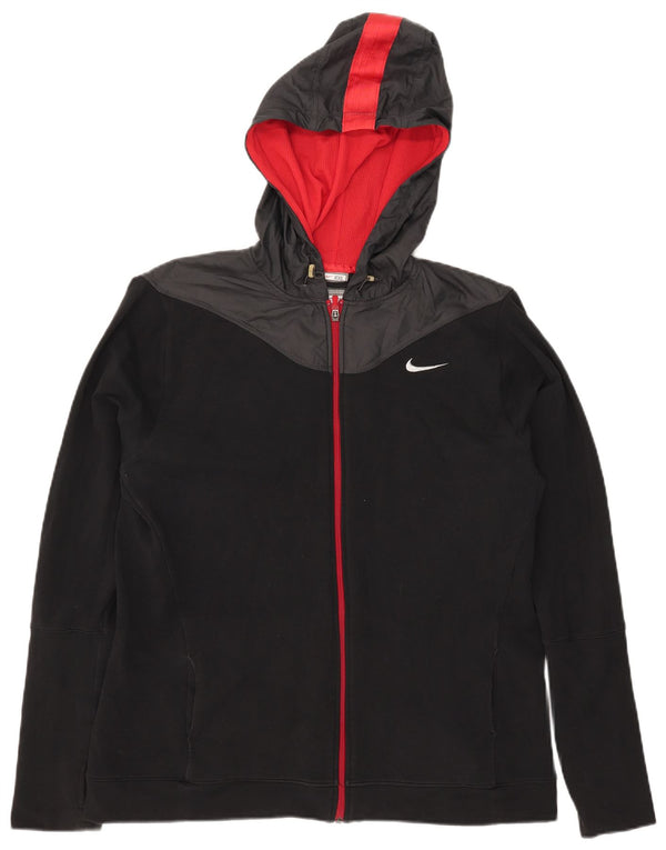 Женский свитер с капюшоном на молнии Nike UK 20/22 2XL Черный хлопок с цветными блоками