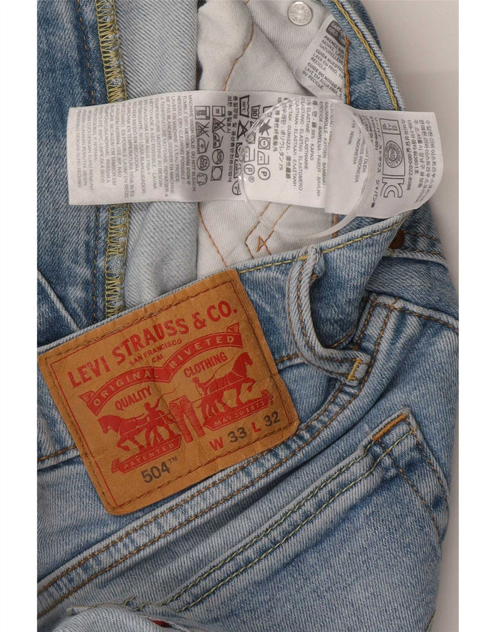 Мужские прямые джинсы Levi's 504 W33 L32 синие, хлопок
