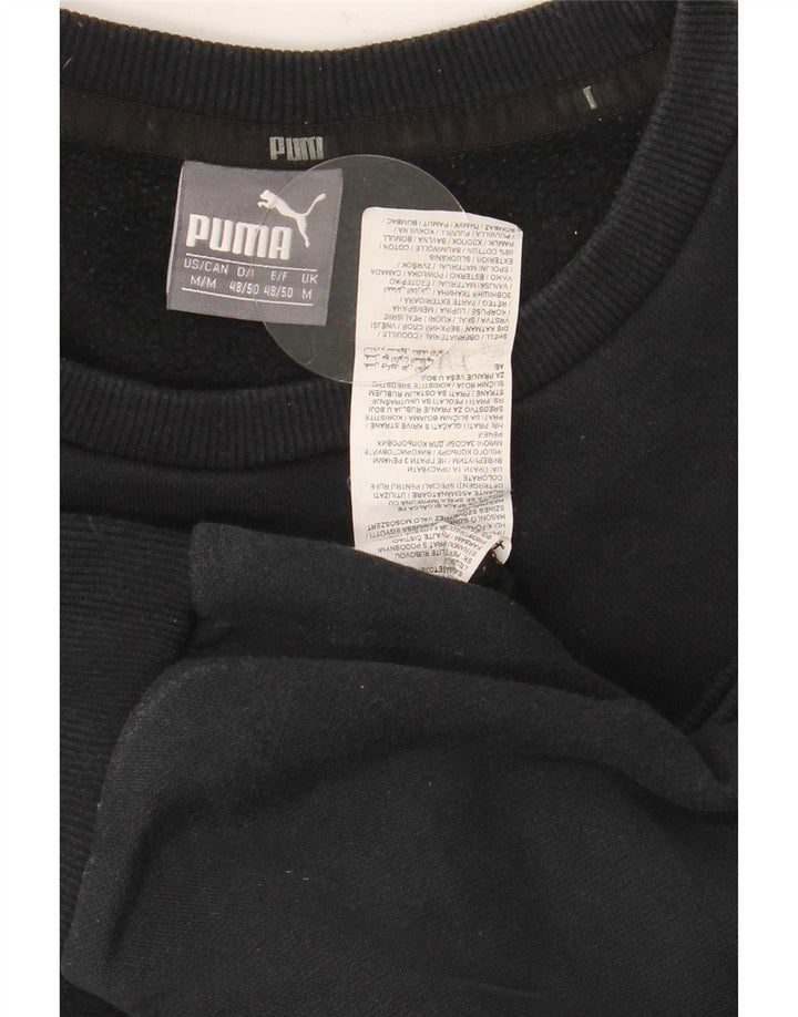Мужской свитшот с рисунком Puma, хлопковый джемпер среднего размера, черный