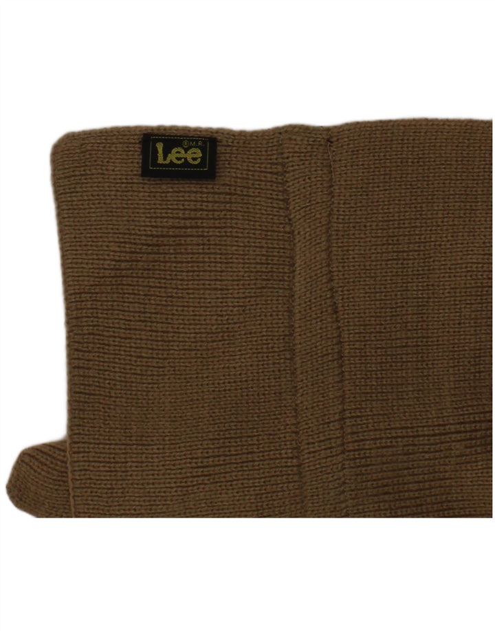 Мужской прямоугольный шарф Lee, один размер, классический из полиэстера в бежевую полоску