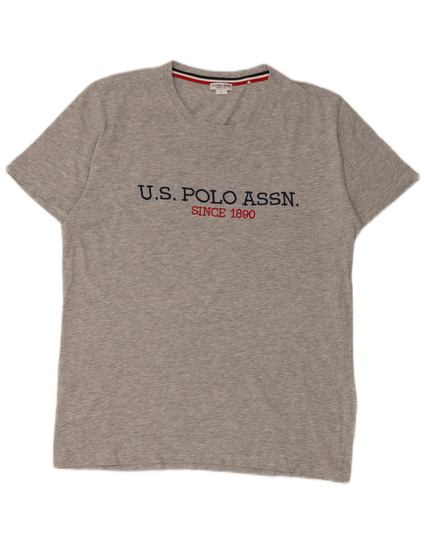 Мужская футболка с рисунком US Polo Assn, большой серый хлопок с крапинками