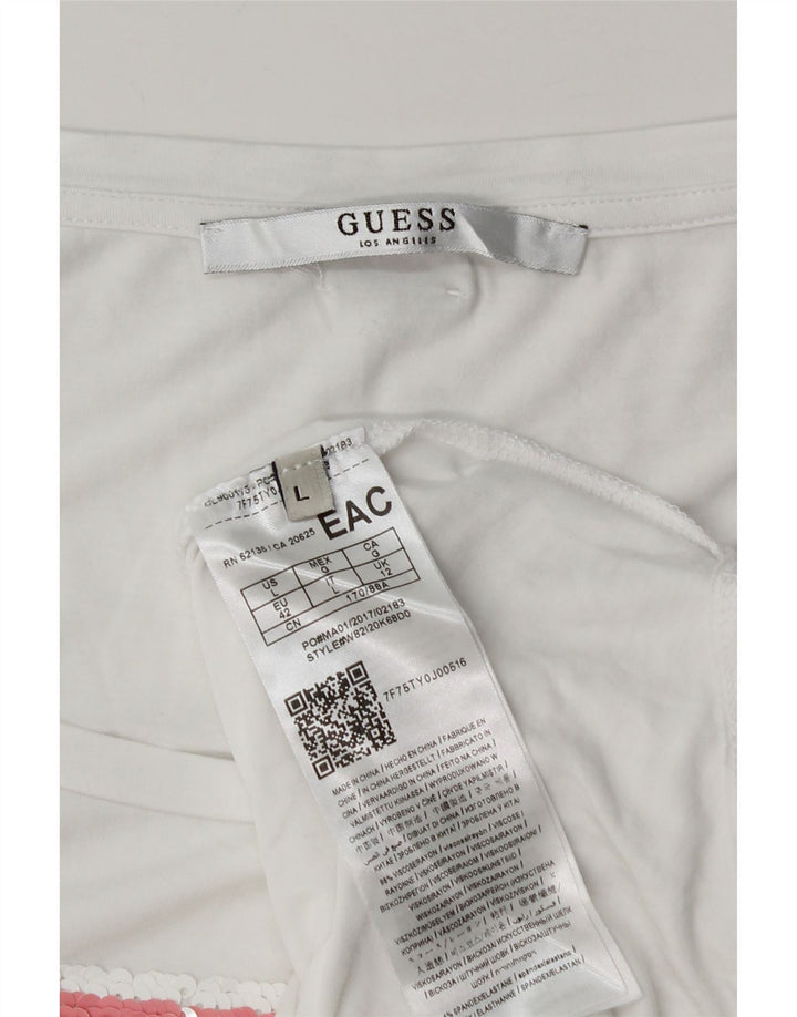 Guess Женская футболка с рисунком Top UK 12 Medium White Viscose