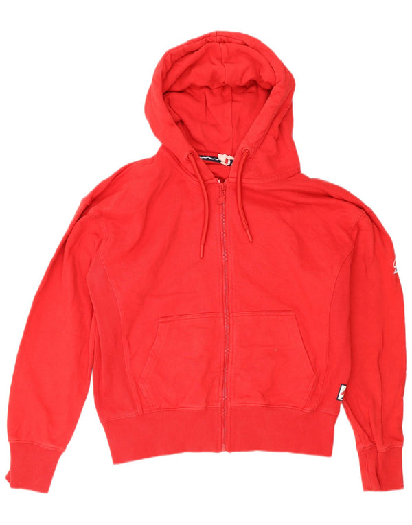 Женский свитер с капюшоном на молнии Superdry UK 12, средний красный хлопок