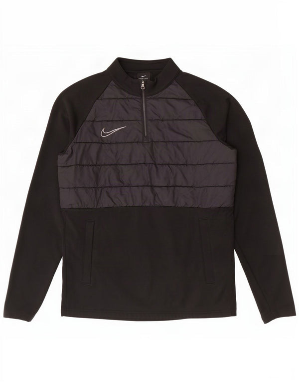 Мужской пуловер с воротником на молнии Nike Dri Fit, маленький черный цветной блок