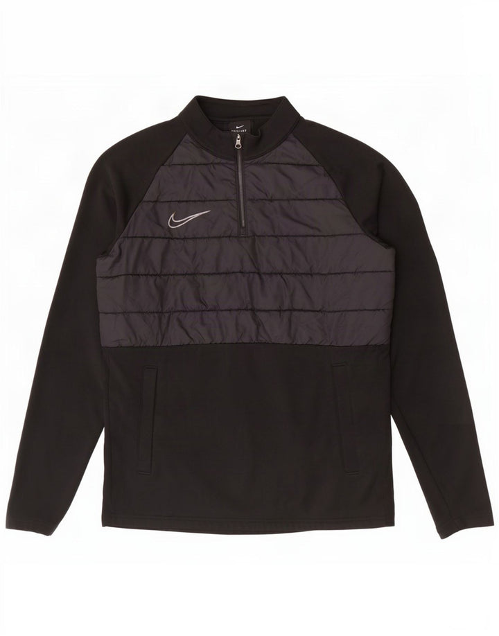 Мужской пуловер с воротником на молнии Nike Dri Fit, маленький черный цветной блок
