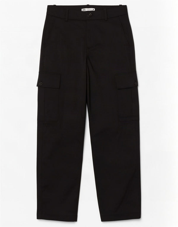 Женские прямые брюки карго Zara Medium W28 L32, черные