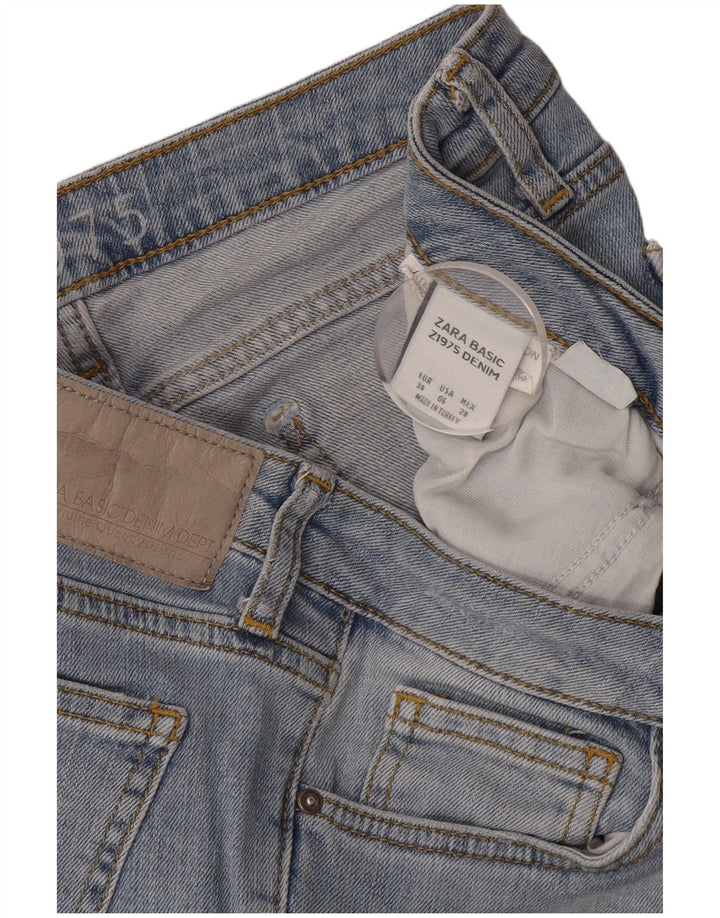 Женские потертые узкие джинсы Zara EU 38, маленькие W28 L26, синие