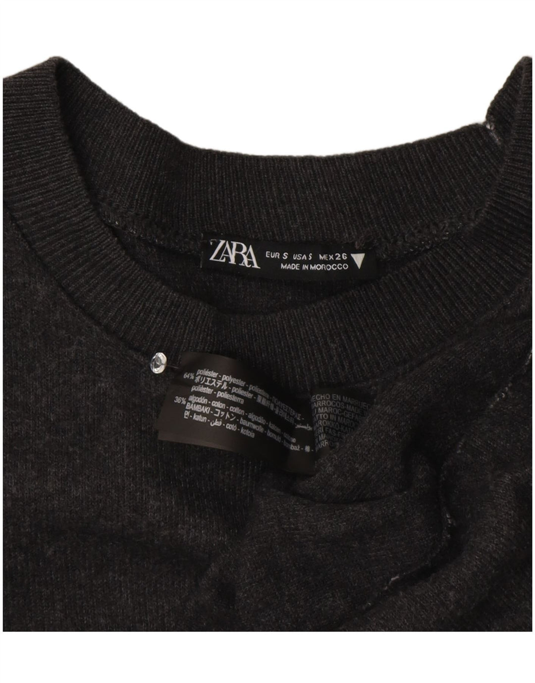 Женское платье-джемпер с короткими рукавами Zara UK 10, маленький серый полиэстер