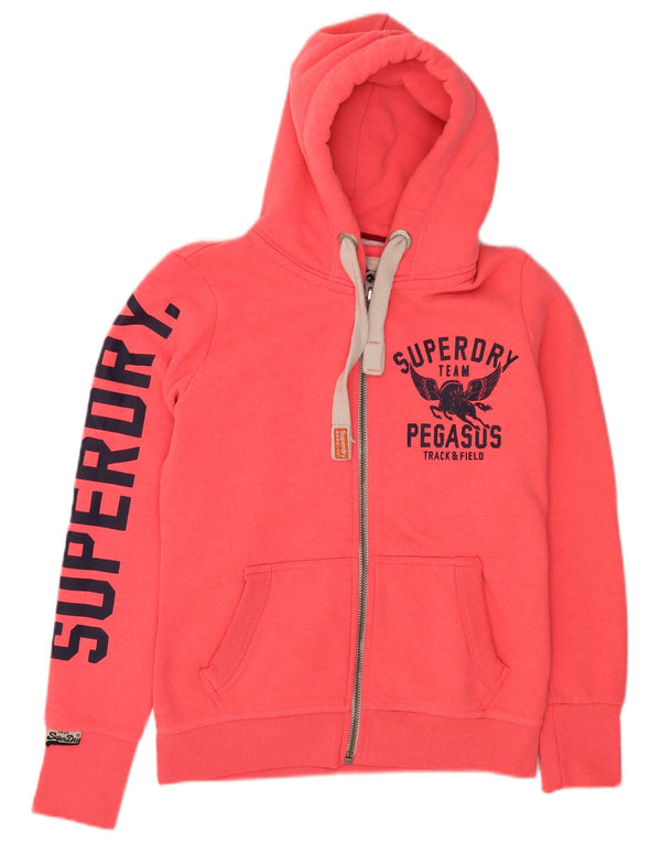 Женский свитер с капюшоном на молнии с графическим рисунком Superdry UK 12, средний розовый, спортивный цвет