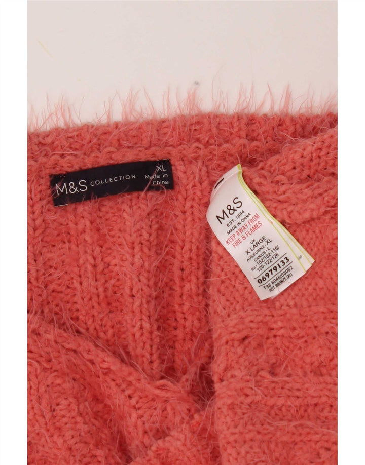 Женский джемпер с v-образным вырезом Marks & Spencer UK 18 XL оранжевый полиэстер