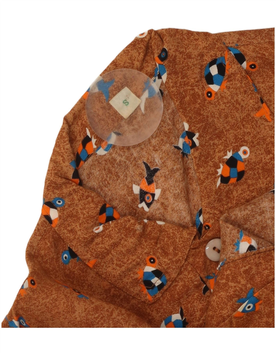 Винтажная женская рубашка-блузка большого размера с абстрактным узором, Великобритания, 10, маленькая, коричневая