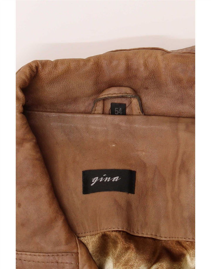 Куртка Мужская Кожаная Gina IT 54 2XL Коричневая Вискоза