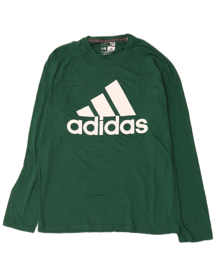 Мужской топ Adidas Climalite с графическим рисунком, длинный рукав, большой зеленый хлопок
