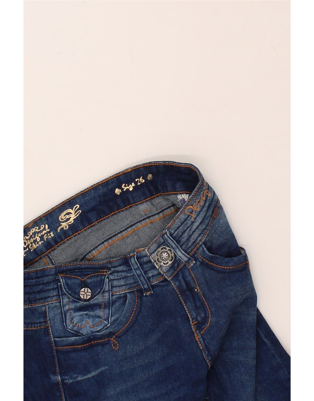 DESIGUAL Womens Slim Jeans W26 L29 Blue Vintage Desigual and Second-Hand Desigual from Messina Hembry 