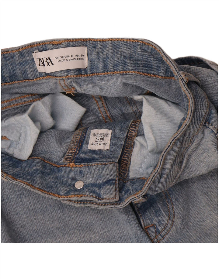 Женские узкие джинсы Zara EU 38, маленькие W28 L26, синие, хлопок