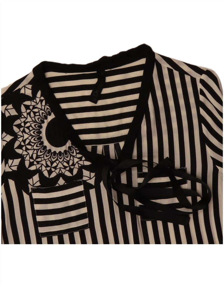 Женская блузка-рубашка с завязками спереди DESIGUAL UK 12, средний черный в полоску