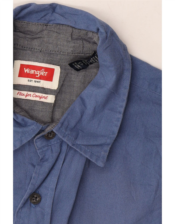 WRANGLER Mens Flex for Comfort Short Sleeve Shirt Small Blue Cotton Vintage Wrangler and Second-Hand Wrangler from Messina Hembry 