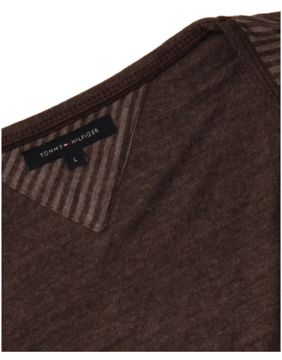 TOMMY HILFIGER Женский топ с рукавом 3/4 UK 14, большой коричневый в полоску