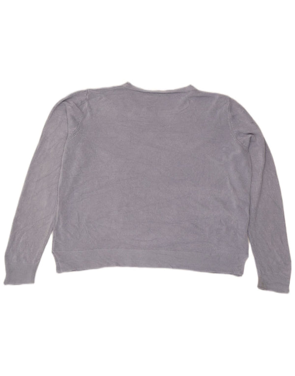 Женский укороченный джемпер с вырезом лодочкой Marks & Spencer UK 22 2XL, синий акрил
