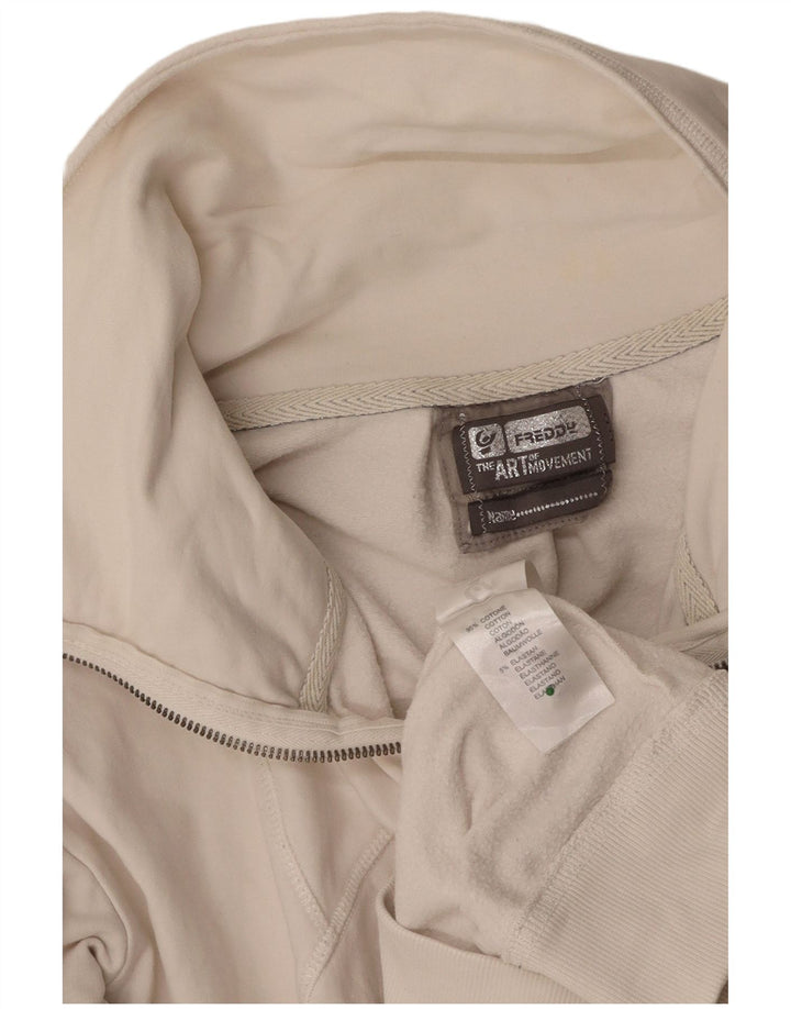FREDDY Womens Tracksuit Top Jacket UK 14 Large Off White Cotton