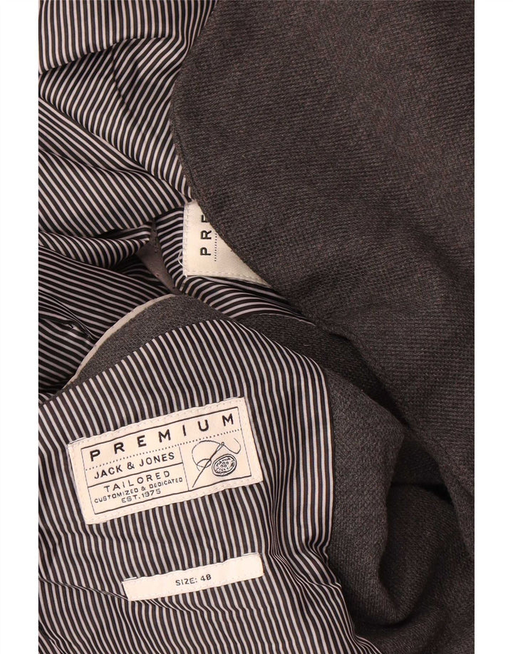 Мужской пиджак с 2 пуговицами Jack & Jones EU 48, средний серый полиэстер