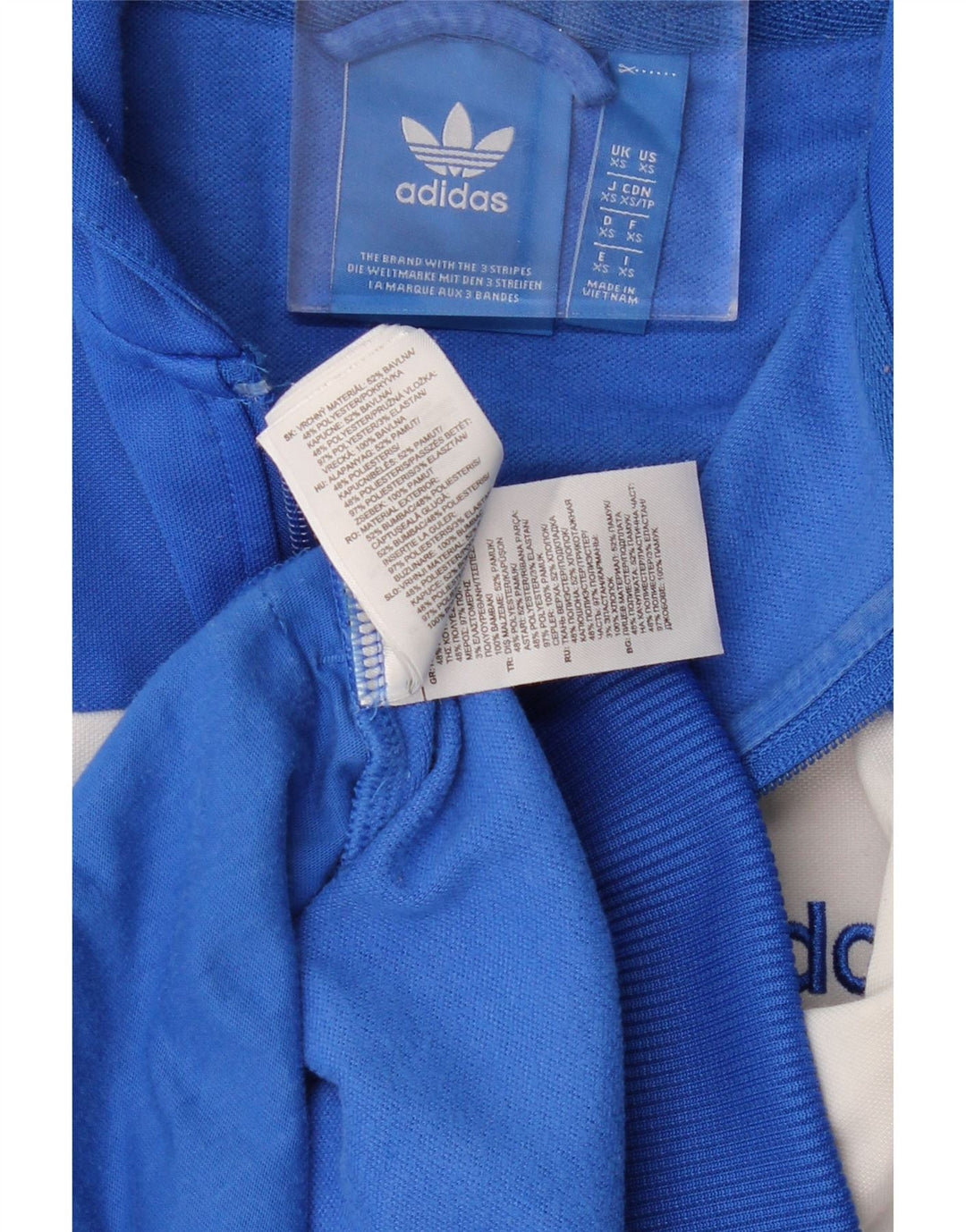 Мужской свитер с капюшоном на молнии ADIDAS XS, синий, хлопок с цветными блоками