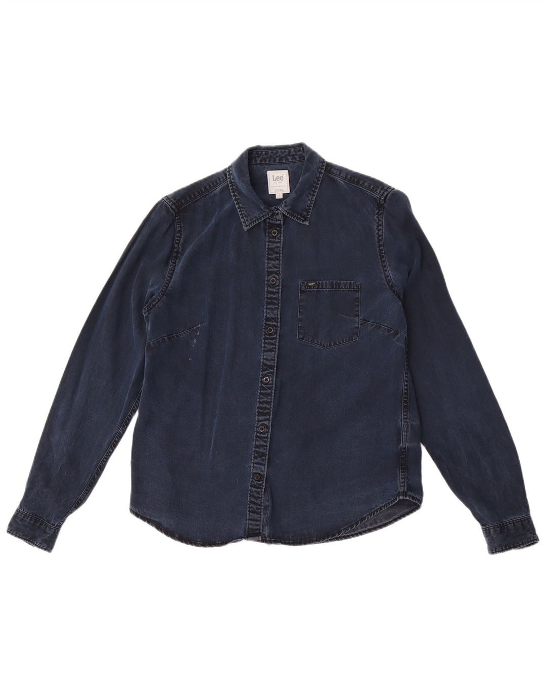 Женская джинсовая рубашка Lee Regular Fit UK 10, маленькая, темно-синяя, лиоцелл