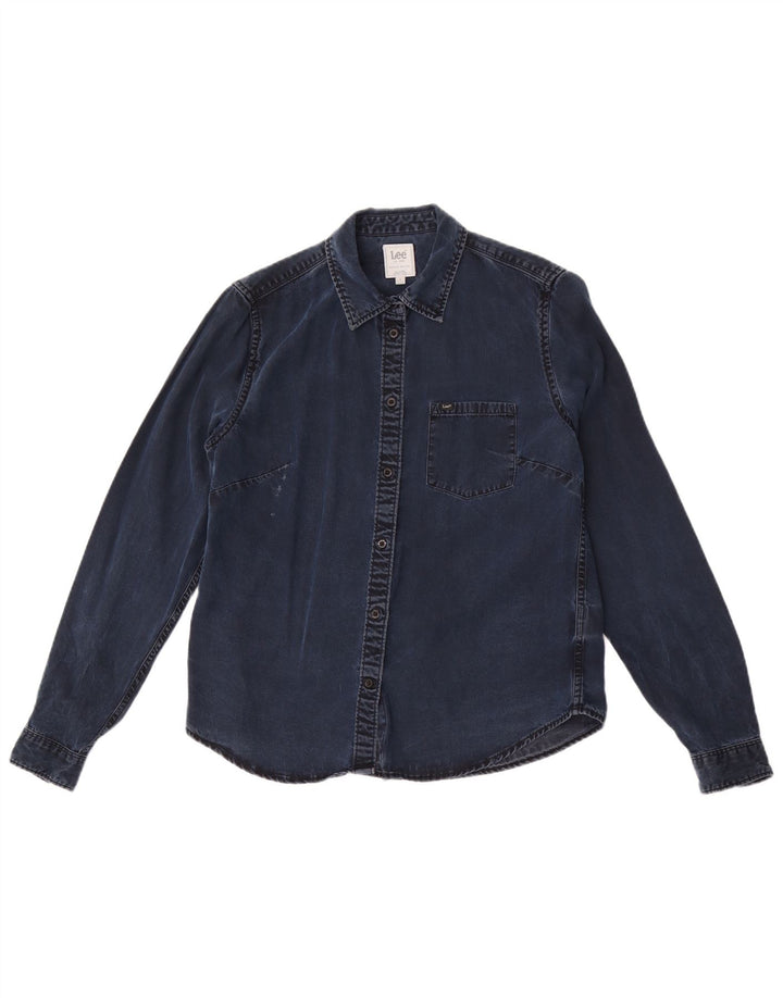 Женская джинсовая рубашка Lee Regular Fit UK 10, маленькая, темно-синяя, лиоцелл