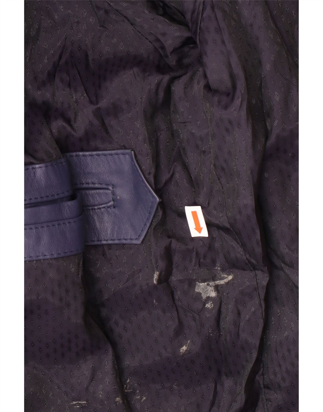 Винтажная женская кожаная куртка-бомбер UK 14, средний темно-синий